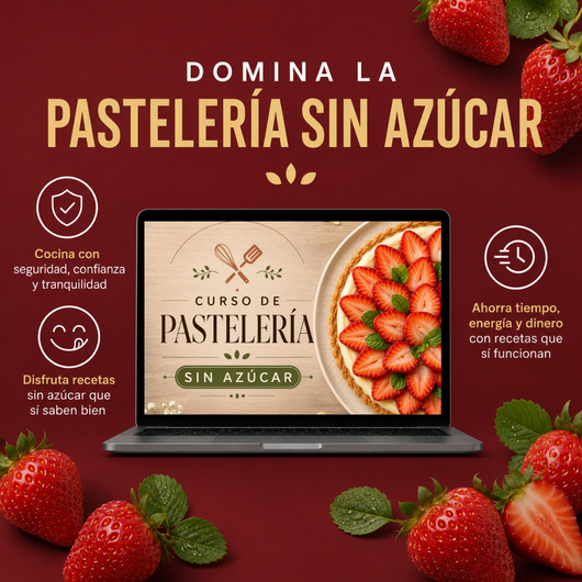 Curso de Pastelería Sin Azúcar + Bonos Libros Digitales de Regalo