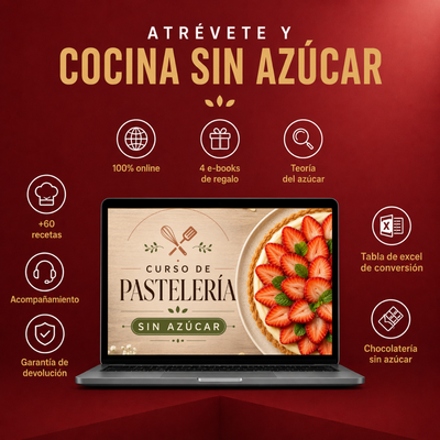 Curso de Pastelería Sin Azúcar + Bonos Libros Digitales de Regalo