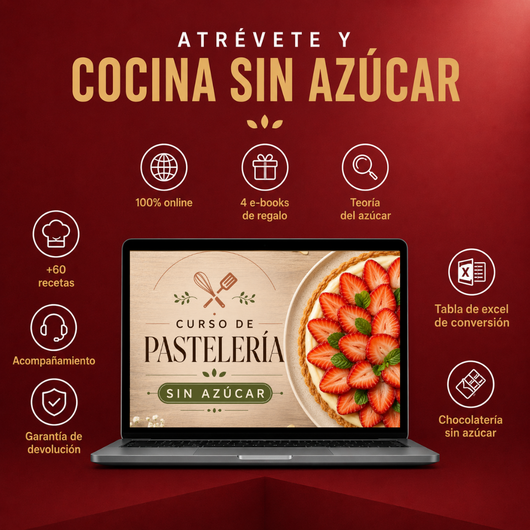 Curso de Pastelería Sin Azúcar + Bonos Libros Digitales de Regalo