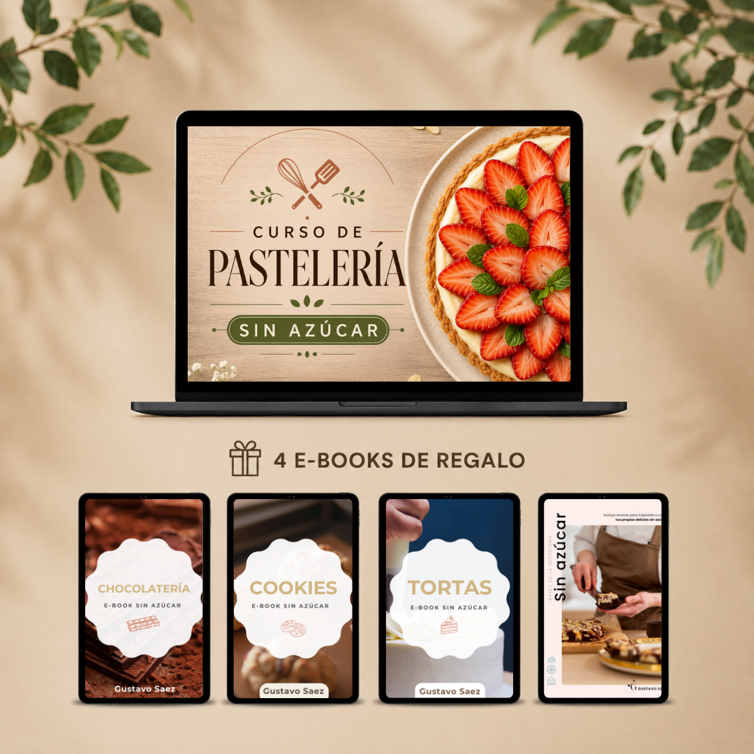 Curso de Pastelería Sin Azúcar + Bonos Libros Digitales de Regalo