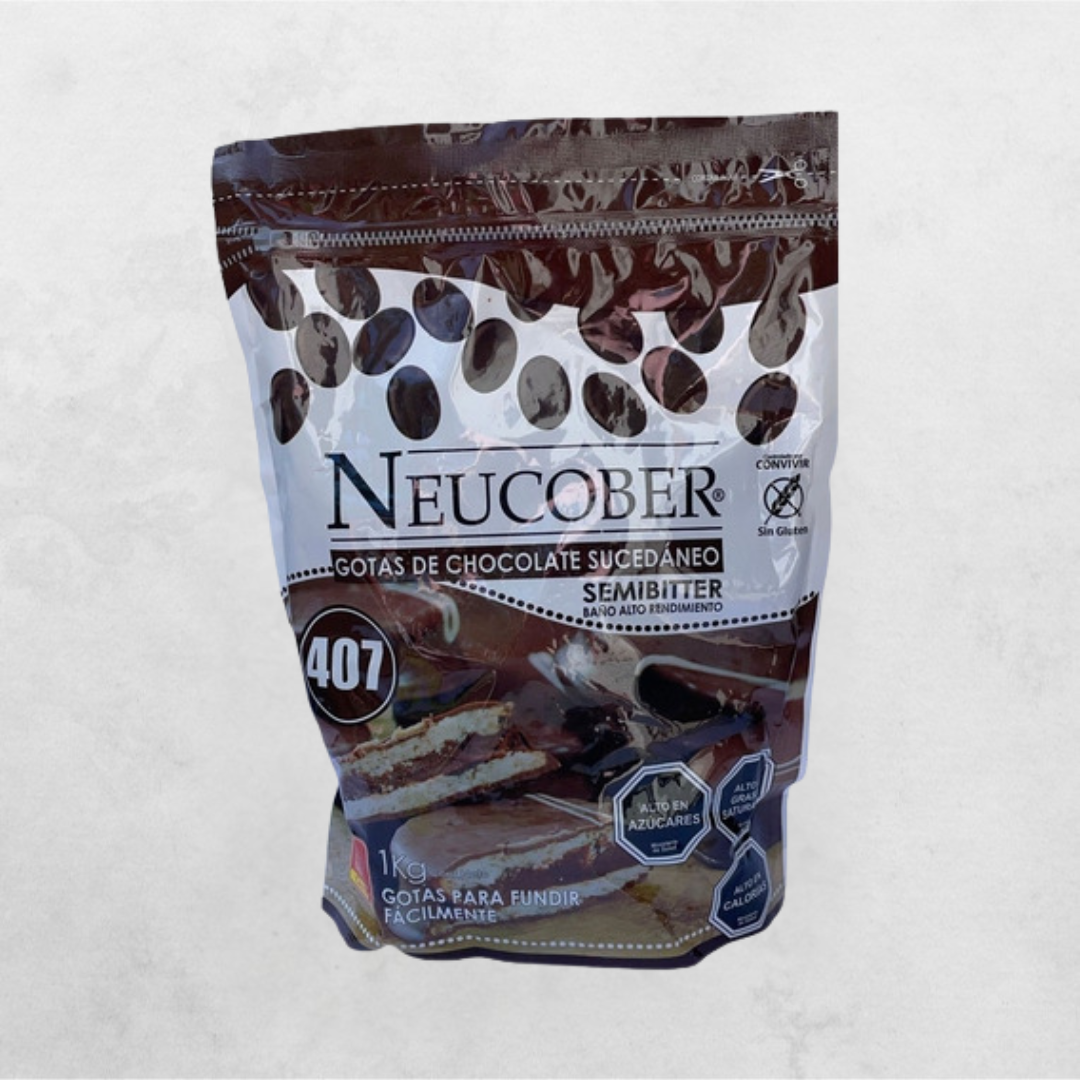 Cobertura Chocolate 407 Semi Amargo Gotas Neucober 1kg