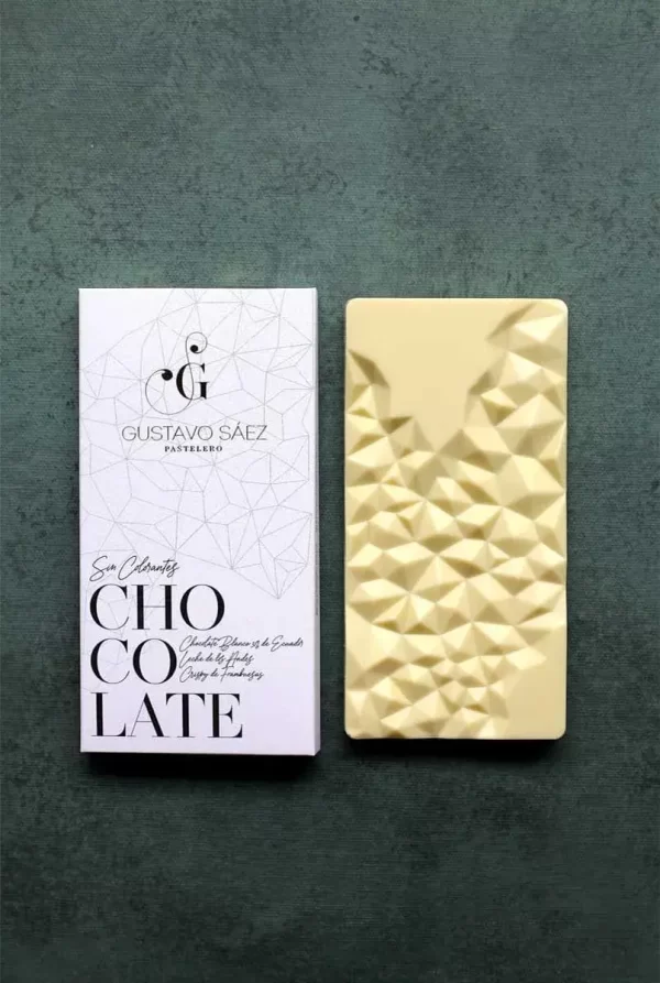 Tableta de Chocolate Blanco 31% – Crispy de Frambuesa